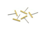 Rectangle Bar Stud, 24 Stainless Steel Earring Posts With Raw Brass Flat Bar Stud, Ear Studs (12x14mm) BS 1704