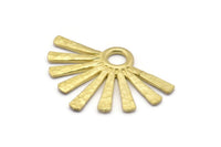 Brass Sun Pendant, 2 Raw Brass Hammered Sunny Pendants With 1 Loop (44x31x2mm) BS 1924