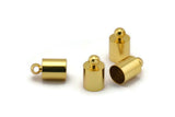 Gold Barrel End, 10 Gold Plated Brass Barrel End With 1 Loop, Leather Cord Ends (6x10mm) Bs-1647 Q0213