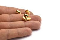 Gold Barrel End, 10 Gold Plated Brass Barrel End With 1 Loop, Leather Cord Ends (6x10mm) Bs-1647 Q0213