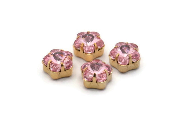 5 Gold Plated Light Rose Swarovski Rhinestone Prong Setting 10 Mm Y300 Y028