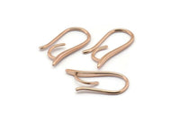 Rose Gold Ear Hooks, 8 Rose Gold Tone Earring Wires, Earring Hooks (17x7mm) X037