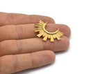 Gold Sun Pendant, 1 Gold Plated Brass Textured Sunny Pendants With 2 Loops (34.5x24x2.2mm) E205 Q0527