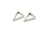 Silver Triangle Charm, 12 Silver Tone Triangles with 2 Holes (16x12x2.5x0.8mm) BS 2149