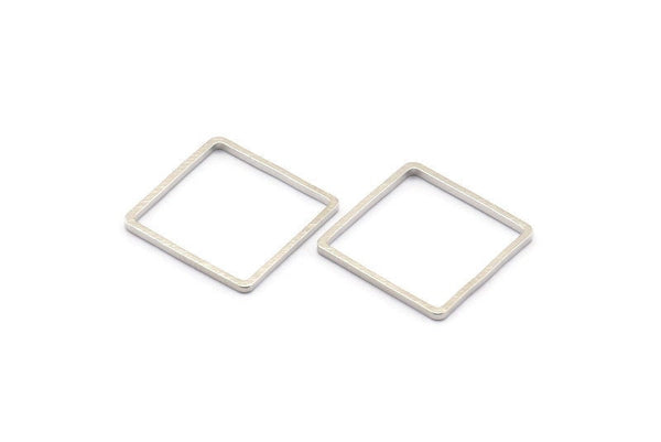 Silver Square Charm, 50 Silver Tone Square Ring Charms (16x0.9mm) BS 2157