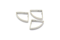 Silver Tone Triangle Charm, 12 Silver Tone Plated Brass Triangles with 2 Holes (20x15x2.4x0.7mm) BS 2150