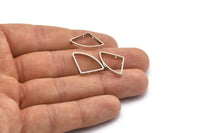 Silver Tone Triangle Charm, 12 Silver Tone Plated Brass Triangles with 2 Holes (20x15x2.4x0.7mm) BS 2150