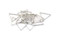 Silver Triangle Charm, 50 Silver Tone Triangle Ring Charms (15x0.8mm) BS 2148