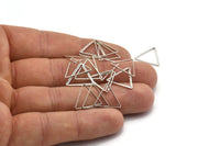 Silver Triangle Charm, 50 Silver Tone Triangle Ring Charms (15x0.8mm) BS 2148