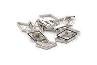 Silver Diamond Connector, 24 Silver Tone Diamond Connectors, Findings (16x9mm) BS 2109