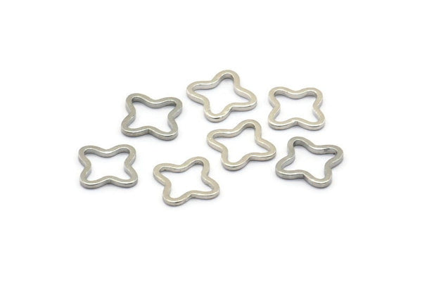 Silver Geometric Connectors, 50 Silver Tone Windrose Findings (10x0.9mm) BS 2114