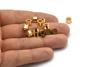 Industrial Spacer Bead, 6 Gold Plated Brass Industrial Tubes, Spacer Beads, Findings (7x4.5mm) Bs 1348