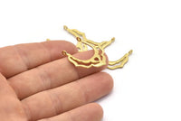 Brass Pendant Finding, 4 Raw Brass Pendant Findings With 2 Loops, Charms, Earrings, Findings (29x27x1mm) BS 1982
