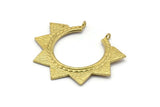 Brass Sunny Pendant, 2 Raw Brass Sunny Ethnic Pendants With 2 Loops, Findings, Charms (39x45x1.5mm) BS 1945