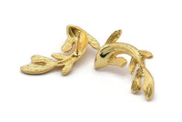 Gold Fish Earring, 2 Gold Plated Brass Fish Stud Earrings (28x16mm) N0774 Q0837