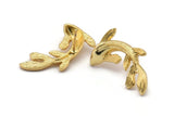 Gold Fish Earring, 2 Gold Plated Brass Fish Stud Earrings (28x16mm) N0774 Q0837
