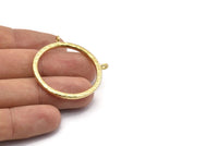 Reading Glasses Pendant, 2 Raw Brass Hammered Ring For Glass With 2 Loops, Geometric Pendant, Findings (36.5x2.5x2.5mm) BS 1950