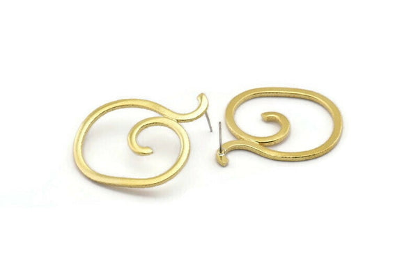 Abstract Earring Findings, 2 Raw Brass Geometric Earring Findings  (40x32x1.8mm) BS 1970