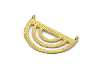 Brass Ethnic Pendant, 3 Raw Brass Semi Circle Pendant With 2 Loops (38x23x0.9mm) BS 1947