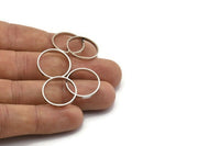 Silver Circle Connector, 24 Silver Tone Circle Connectors, Rings, Findings (19x2mm) BS 2103