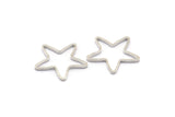 Silver Star Charm, 50 Silver Tone Open Star Charms (15x1x0.6mm) BS 2105