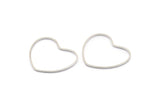 Silver Heart Connectors, 24 Silver Tone Heart Ring Connectors  (24x1x0.80mm) BS 2107