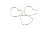 Silver Heart Connectors, 24 Silver Tone Heart Ring Connectors  (24x1x0.80mm) BS 2107