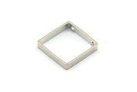 Silver Square Charm, 12 Silver Tone Square Ring Charms With 2 Holes (18x3x0.8mm) BS 2111