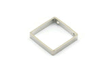 Silver Square Charm, 12 Silver Tone Square Ring Charms With 2 Holes (18x3x0.8mm) BS 2111