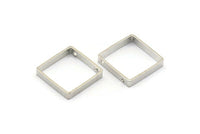 Silver Square Charm, 12 Silver Tone Square Ring Charms With 2 Holes (18x3x0.8mm) BS 2111