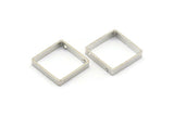 Silver Square Charm, 12 Silver Tone Square Ring Charms With 2 Holes (18x3x0.8mm) BS 2111