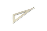Silver Blank Triangles, 12 Silver Tone Triangles with 1 Loop (40x16x1mm) BS 2410