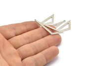 Silver Blank Triangles, 12 Silver Tone Triangles with 1 Loop (40x16x1mm) BS 2410