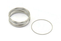 Silver Circle Connector, 24 Silver Tone Circle Connectors (38x0.80mm) BS 2414