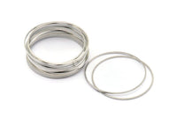 Silver Circle Connector, 24 Silver Tone Circle Connectors (38x0.80mm) BS 2414