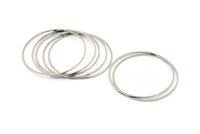 Silver Circle Connector, 24 Silver Tone Circle Connectors (38x0.80mm) BS 2414