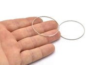 Silver Circle Connector, 24 Silver Tone Circle Connectors (38x0.80mm) BS 2414