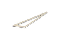 Silver Blank Triangles, 12 Silver Tone Triangles with 1 Hole (59x15x1mm) BS 2409