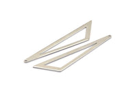 Silver Blank Triangles, 12 Silver Tone Triangles with 1 Hole (59x15x1mm) BS 2409