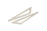 Silver Blank Triangles, 12 Silver Tone Triangles with 1 Hole (59x15x1mm) BS 2409