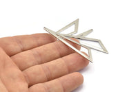 Silver Blank Triangles, 12 Silver Tone Triangles with 1 Hole (59x15x1mm) BS 2409