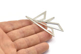 Silver Blank Triangles, 12 Silver Tone Triangles with 1 Hole (59x15x1mm) BS 2409
