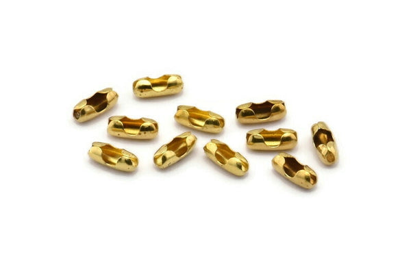 Ball Chain Connector, 100 Raw Brass Ball Chain Connector Clasps For 3.2mm Ball Chain, Findings (10x4mm)  BS 2218