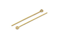 60mm Eye Pin, 25 Raw Brass Eye Pins, Findings (60x1.2mm) BS 2217