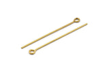 60mm Eye Pin, 25 Raw Brass Eye Pins, Findings (60x1.2mm) BS 2217