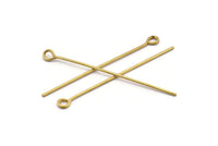 60mm Eye Pin, 25 Raw Brass Eye Pins, Findings (60x1.2mm) BS 2217