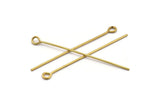 60mm Eye Pin, 25 Raw Brass Eye Pins, Findings (60x1.2mm) BS 2217