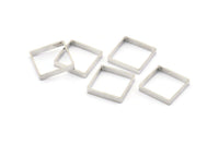 Silver Square Charm, 12 Silver Tone Square Ring Charms (18x3x0.8mm) BS 2163