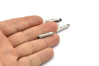 Silver Slide On End, 24 Silver Tone Slide On End Clasps for Seed Beads, Findings, Bracelets (20x4mm) BS 2162