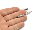 Silver Slide On End, 24 Silver Tone Slide On End Clasps for Seed Beads, Findings, Bracelets (20x4mm) BS 2162